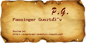 Passinger Gusztáv névjegykártya